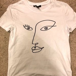 White abstract face tee